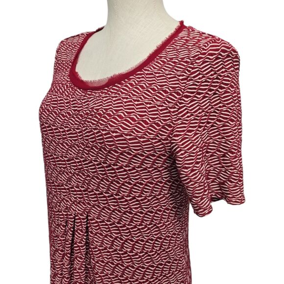 Maeve Anthropologie Wavy Textured Red and White Striped Mini Dress Size Medium - Picture 10 of 11